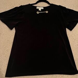Michael Kors black and gold chained dress top
